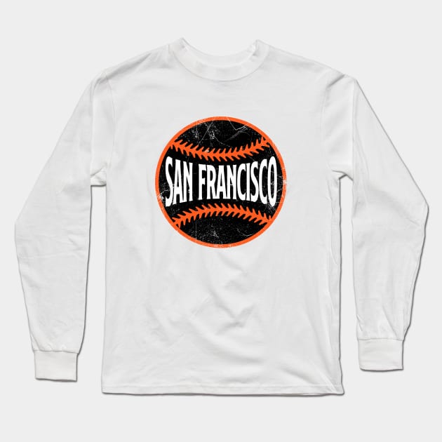 San Francisco Retro Baseball - White Long Sleeve T-Shirt by KFig21